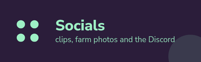 Sample Socials panel: the word Socials with one line under it and a flat mint shape on deep plum