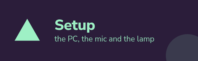 Sample Setup panel: the word Setup with one line under it and a flat mint shape on deep plum